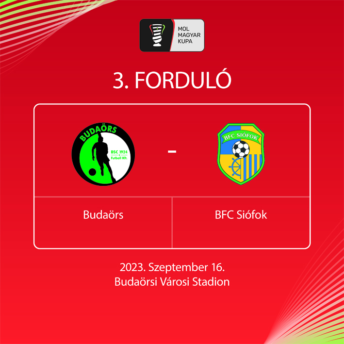 MOL Magyar Kupa | Budaörs – BFC Siófok a legjobb 32 közé jutásért.