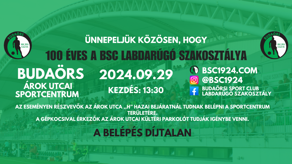 A BSC labdarúgó szakosztály 100 éves fennállásának ünnepi programja
