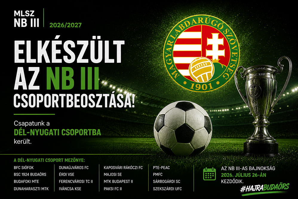Budaörs a Dél-Nyugati csoportban kezdi meg a 2026/27-es NB III-as szezont
